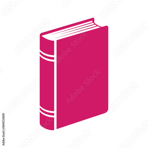 A pink hardcover book with white stripes on the spine