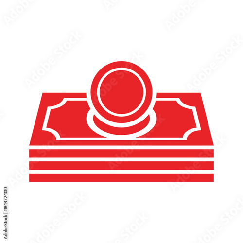 Red banknotes with stamp on top