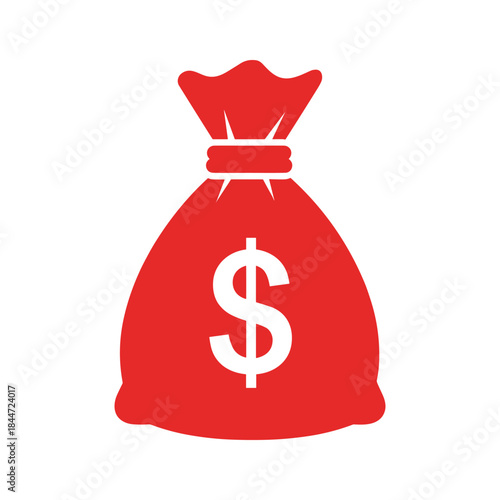 Red money bag with dollar sign