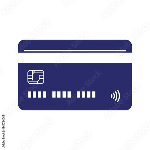 Blue credit card icon with contactless payment symbol