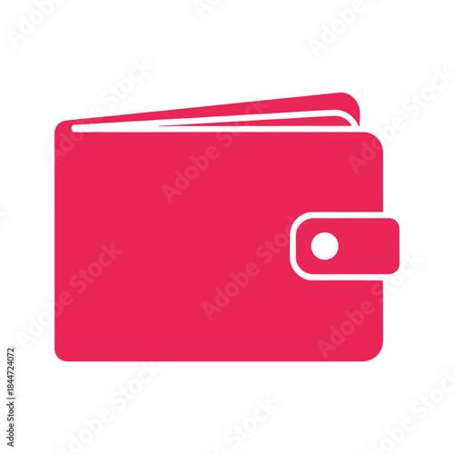 Simple pink wallet icon on white background