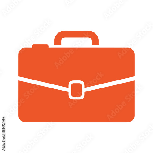 Orange briefcase icon on white background