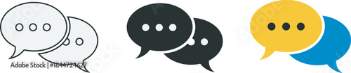 Colorful chat bubble icons in various styles and colors for digital communication