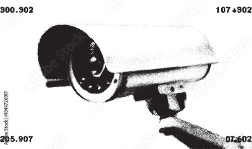 Security camera device with sleek design. Digital surveillance equipment in flat gray vector illustration for monitoring and protection in various industries.