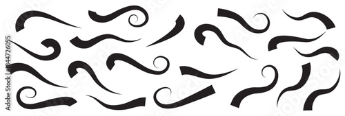 Swoosh line vector, underline swish, Swoosh and swash typography tails shape. Underline retro swoop wave line for athletic t-shirt.  set isolated on white background. eps10 55