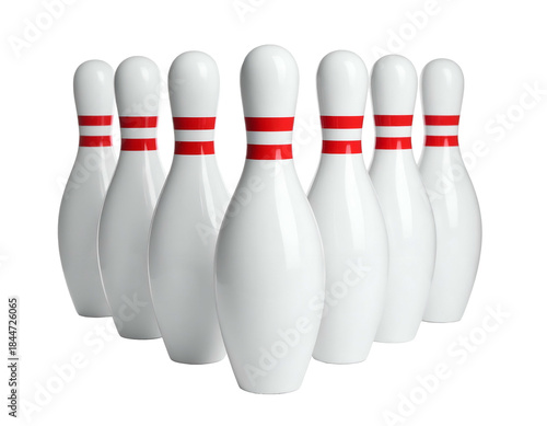 Seven white pins with red stripes