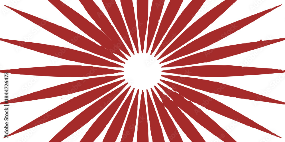 Fototapeta premium A retro red and orange starburst pattern with vintage sunbeams creates an abstract vector background design