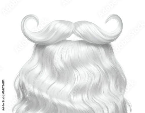 Full white wavy beard and curly mustache
