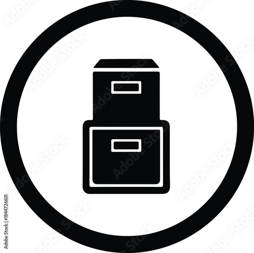 Vector Filing cabinet icon symbolizing office administration archive storage organization silhouette Illustration
