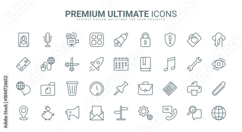 Mobile phone apps thin line icons set vector illustration. Outline collection for web application to pay online, search data and location, email and archive management and notification, portfolio