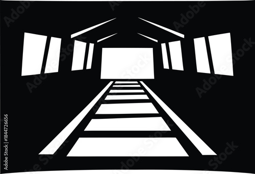 train station icon silhouette vector illustration on transparent background