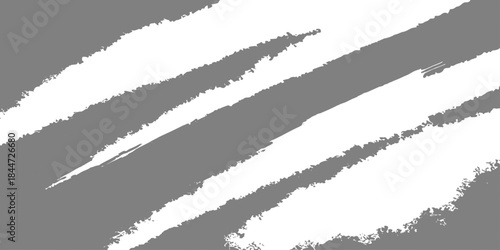 Black and white grunge background with stripe texture, rough paint brush strokes, and dirty vector border elements