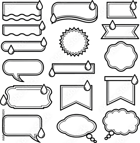 Water Drop Line Art Frames and Banners