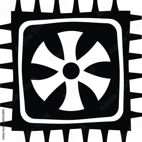 processor icon silhouette vector illustration on transparent background