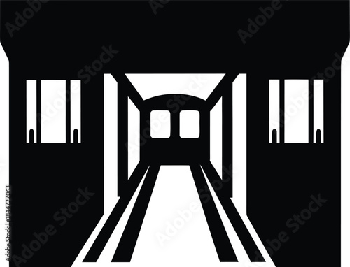 metro station entrance icon silhouette vector illustration on transparent background