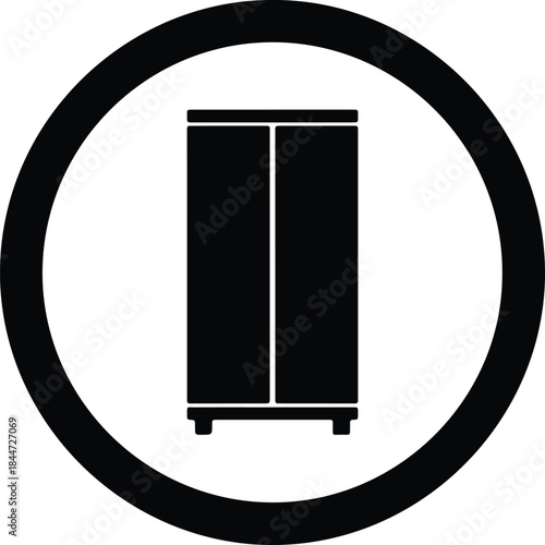 Vector Minimalist furniture wardrobe cabinet closet icon symbol sign silhouette Illustration