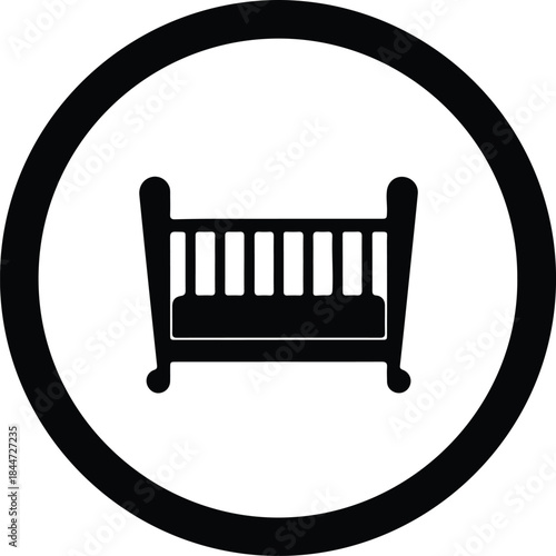 Vector Simple baby crib cot icon symbol graphic design element for web silhouette Illustration