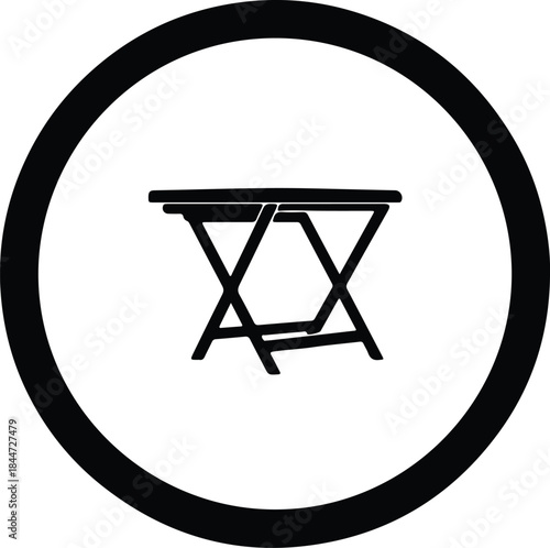 Vector Simple folding table furniture equipment icon graphic element black silhouette Illustration