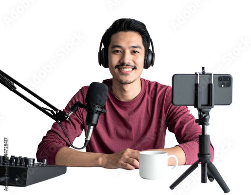 Person recording audio and video content