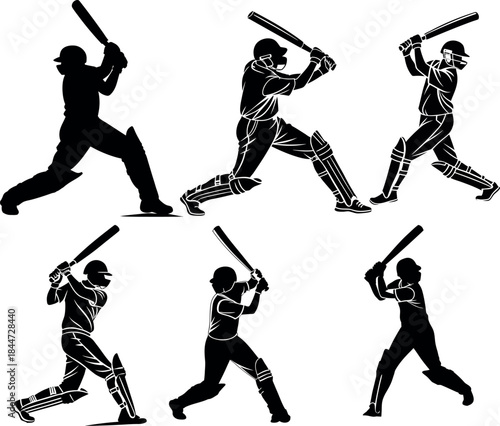 cricketer silhouette vector illustration
