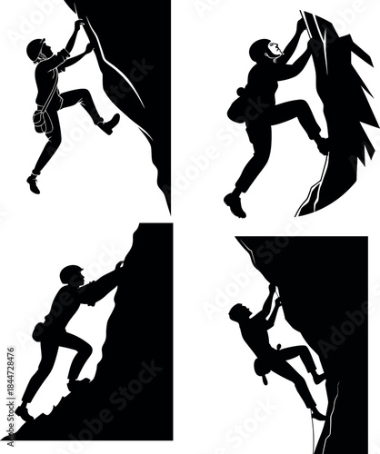 rock climber silhouette vector illustration 