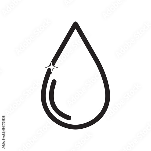 Sparkling pure clean water drop icon fresh liquid symbol representing hydration health quality essential environmental