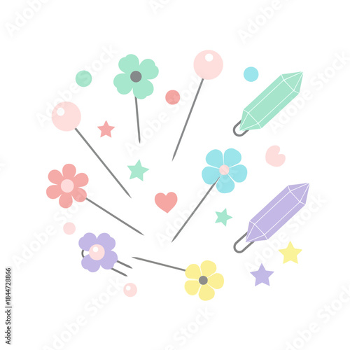 Feminine Decorative Icons and Floral Elements