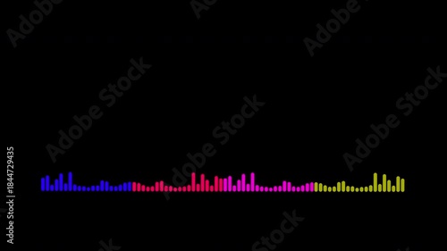 Colorful audio line and waveform spectrum animation, 4k