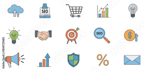 Digital marketing SEO business e commerce growth strategy innovation communication security profit analytics success