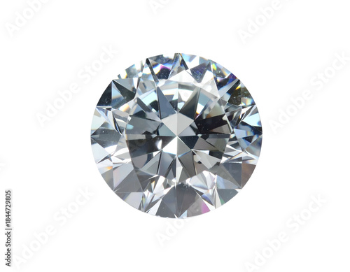 Round brilliant cut, sparkling clear gem