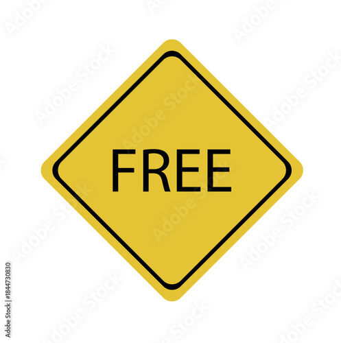 Yellow transportation sign with word free on violet sky background