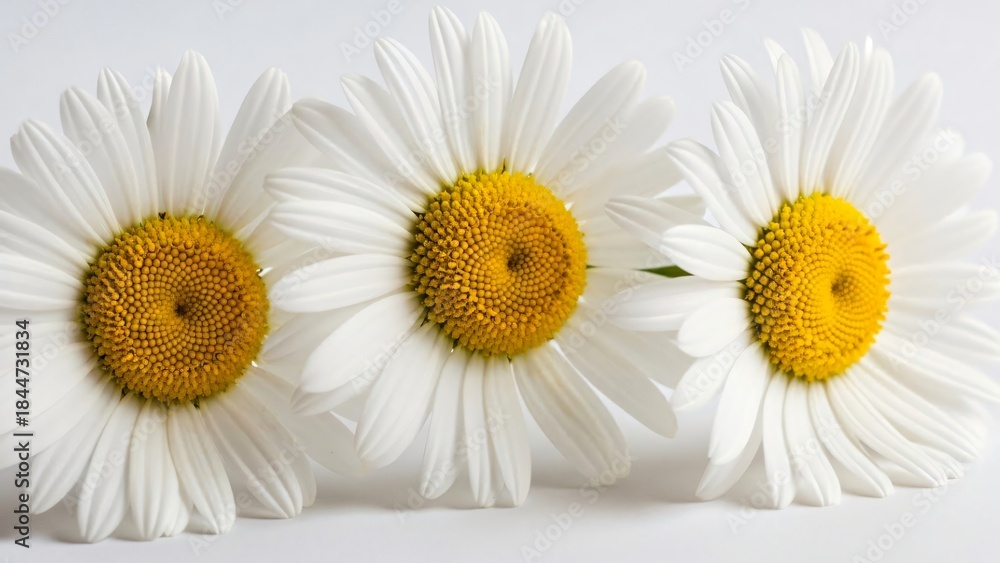 Fototapeta premium Three White Daisies Arrangement on Transparent Background