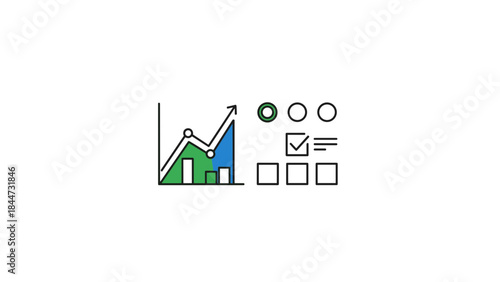 Graph Chart Icon Illustration with Checkboxes.