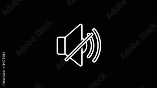 Mute Speaker Icon on Black Background.