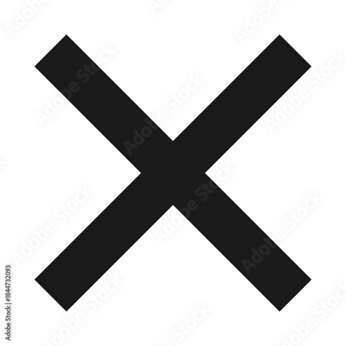 Black Cross Sign. Black Cross Mark, No, Delete Icon. Stop Sign, Cancel Symbol.