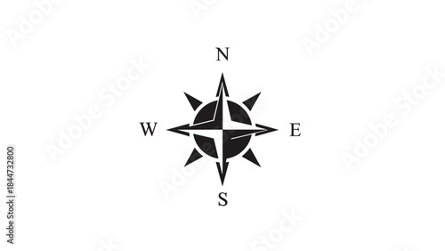 Black Compass Rose Navigation Symbol.