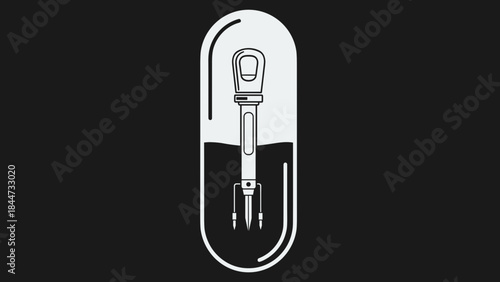 Simple Line Drawing of Electric Car Charger.