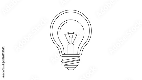 Simple Line Drawing of Light Bulb.