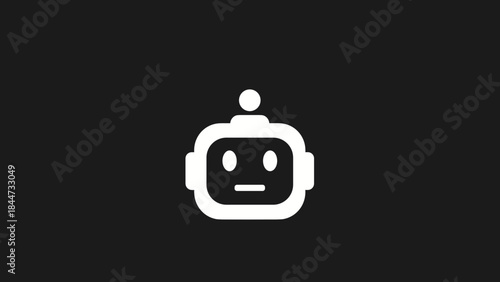 Simple Robot Icon with Neutral Expression.