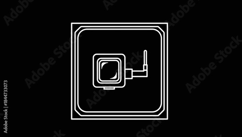 Simple White Safe Icon on Black.