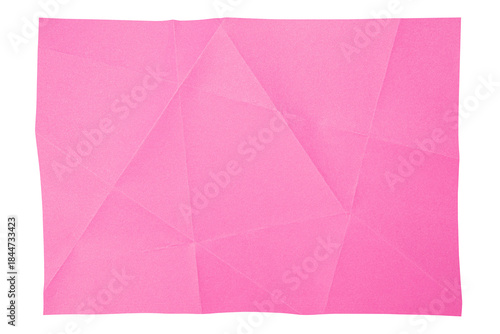 Pink paper wrinkled poster templates, blank paper sheet. Pink paper isolated on transparent background.