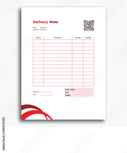 Professional Delivery Note Template with QR Code