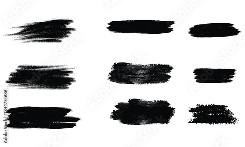 Collection of black brush strokes on white background