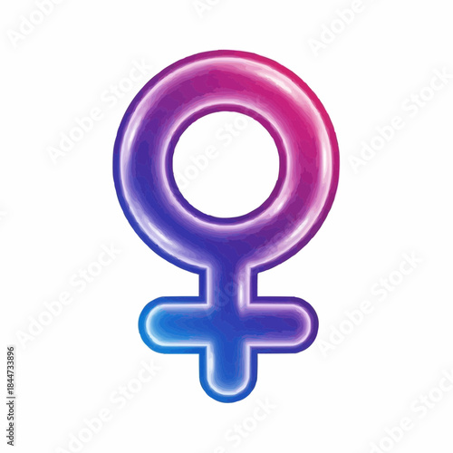 Female gender symbol with a vibrant pink and blue gradient