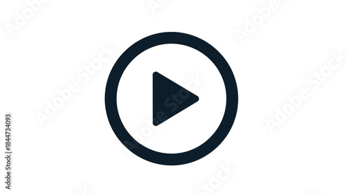 Play Button Icon on White Background.