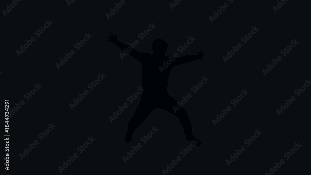 Fototapeta premium Silhouette of a person jumping freely.