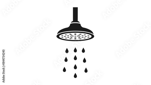 Black Shower Head with Water Droplets.