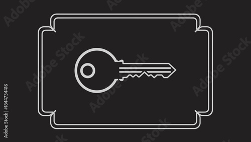 Simple Line Drawing of Key Icon.
