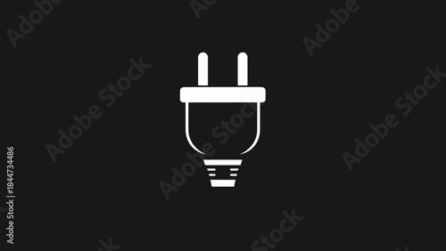 Electrical Plug Icon on Black Background.