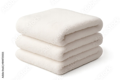 Cozy Stack of White Towels: Capture the essence of comfort and cleanliness with a neatly stacked pile of soft, pristine white towels, perfect for bathroom or spa settings.